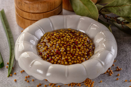 French spicy mustard sauce with seedsの写真素材