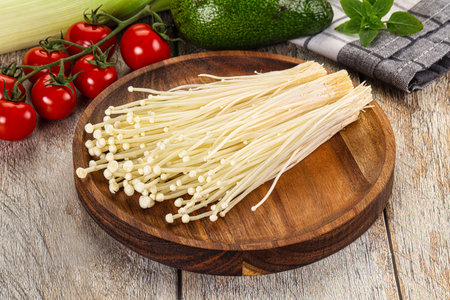 Raw fresh enoki mushroom for cooking