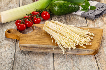 Raw fresh enoki mushroom for cooking