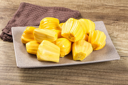 Raw ripe yellow jackfruit segment heap