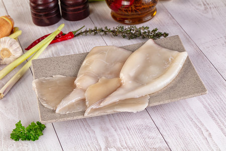 Raw calamari bodies for cooking - protein diet