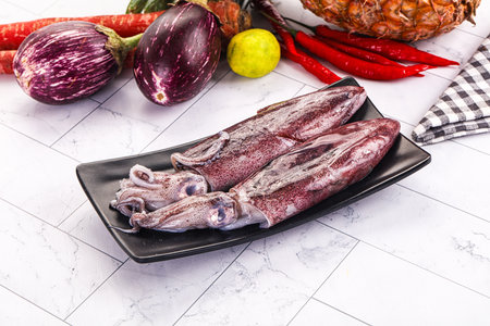 Raw fresh young squid for cooking