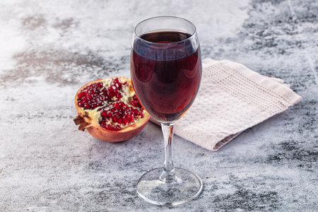 Sweet vitamin pomegranate juice glass served fruitの写真素材