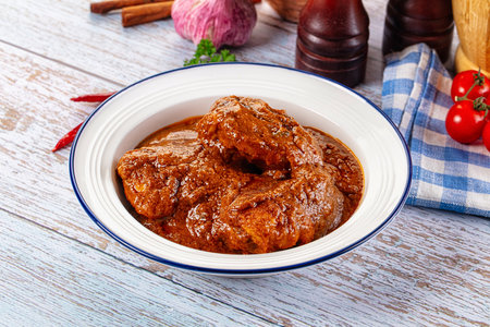 Indian spicy chicken thighs tikka masalaの写真素材