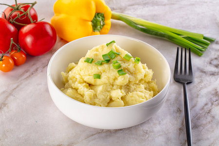 Mashed potato Puree with green onion garnish