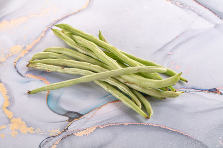 Raw green string beans heap for cooking