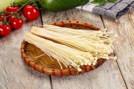 Raw fresh enoki mushroom for cooking