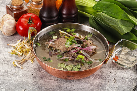 Vietnamese cuisine - Pho Bo soup with beef and noodle
