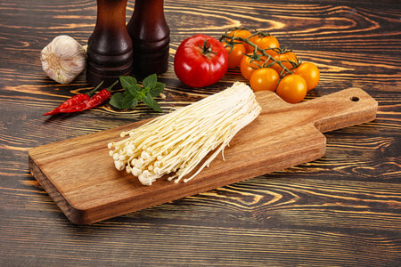 Japanese delicacy raw mushroom Shimeji over board
