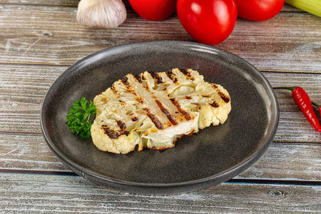 Vegan grilled grilled cauliflower cabbage steakの写真素材