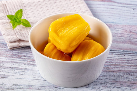 Canned sweet juicy yellow Jackfruit segment