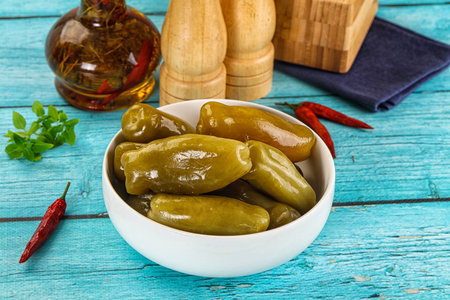 Homemade marinated pickled green tomato heapの写真素材