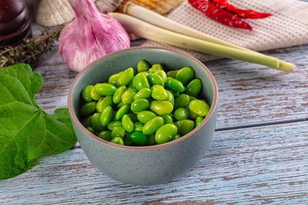 Asian Edamame beans in the bowlの写真素材