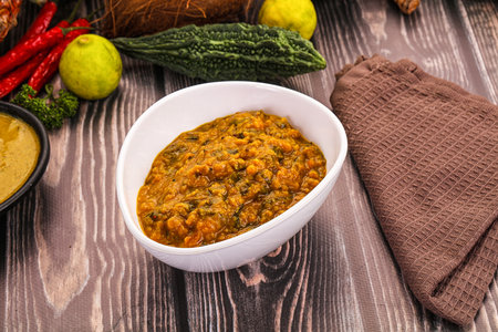 Indian vegan cuisine - Dal Tadka lentilの写真素材