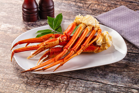 Gourmet Steamed delicous red crab legsの写真素材