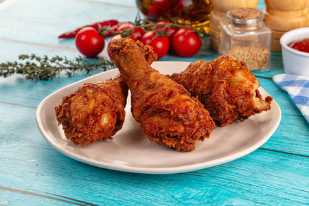 Crispy fried spicy chicken drumsticks legの写真素材