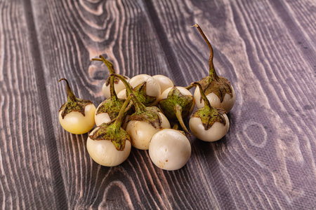 Raw white small asian baby eggplantの写真素材