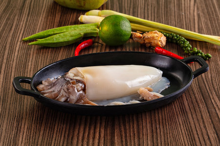 Raw cuttlefish molluck for cooking seafoodの写真素材