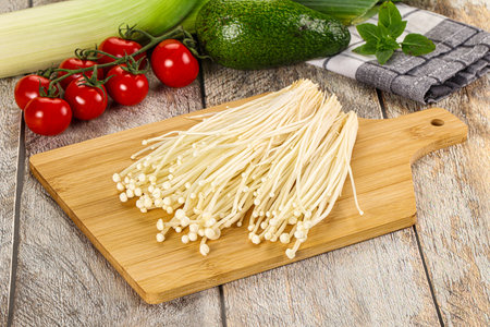 Raw fresh enoki mushroom for cooking