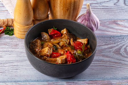 Thai spicy Tom Yum soup with chickenの写真素材