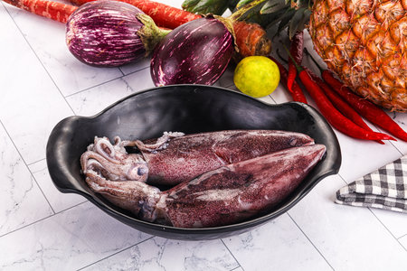 Raw fresh young squid for cooking