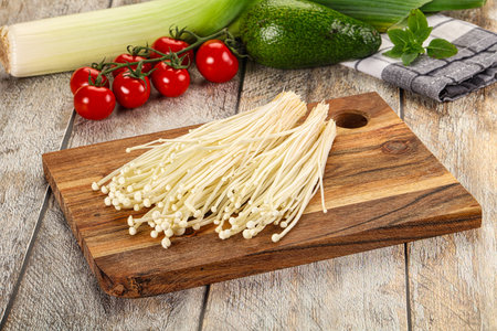 Raw fresh enoki mushroom for cooking