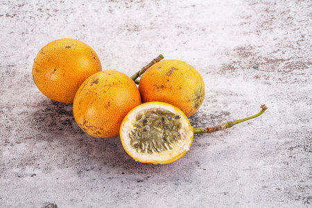 Yellow sweet juicy passion fruit cut