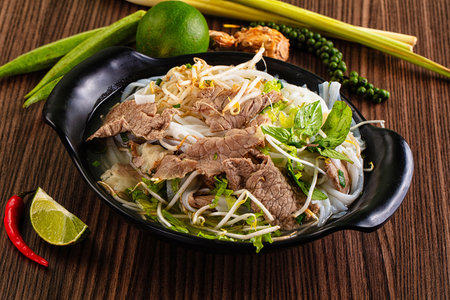 Vietnamese traditional pho bo soup with beef