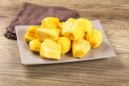 Raw ripe yellow jackfruit segment heap