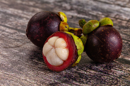 Juicy exotic sweet ripe mangosteen fruitの写真素材