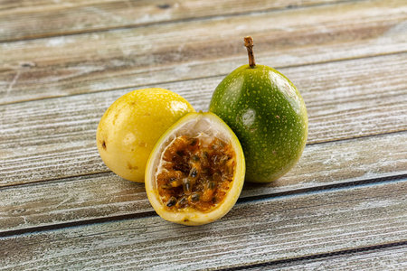 Sweet juice tropical exotic maracuya passion fruitの写真素材