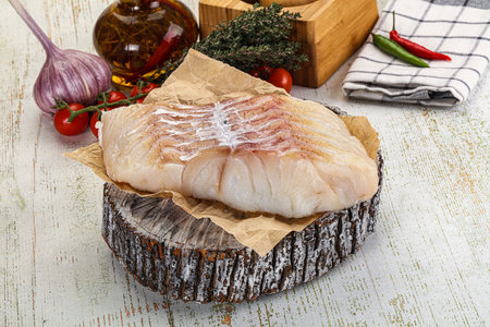 Raw Pollok fish fillet for cooking