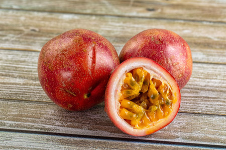 Ripe sweet juicy exotic maracuya passion fruit