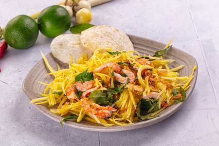 Asian salad with prawnの写真素材