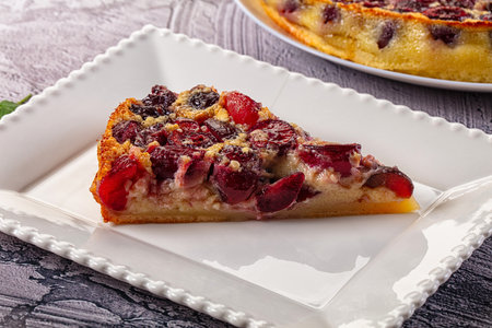 Crusty pie with fresh cherry dessert