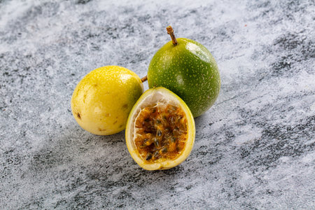 Sweet juice tropical exotic maracuya passion fruitの写真素材