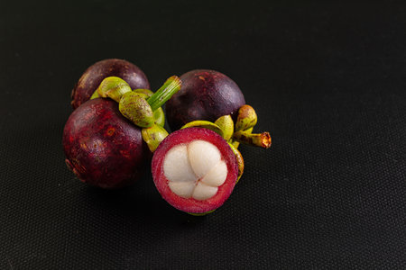 Juicy exotic sweet ripe mangosteen fruitの写真素材