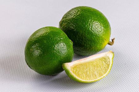 Fresh green sour lime citrus fruit