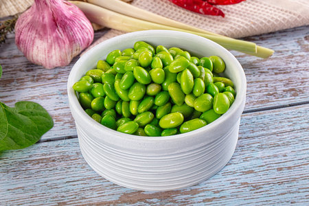 Asian Edamame beans in the bowlの写真素材