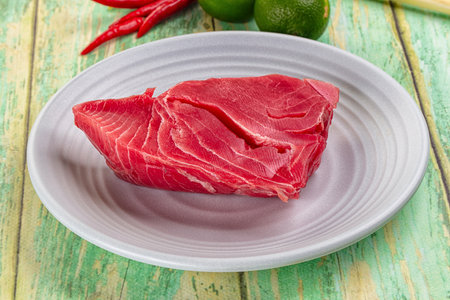 Raw tuna fish fillet steak for cookingの写真素材