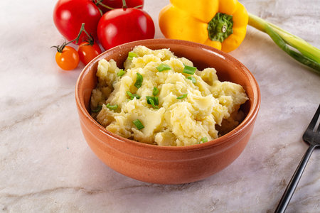 Mashed potato Puree with green onion garnish
