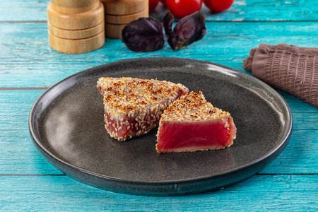 Japanese Tuna tataki with sesame seedsの写真素材