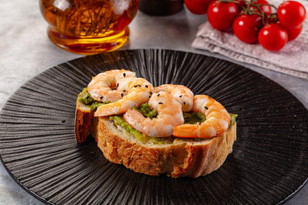 Sandwich with prawn and avocado mousseの写真素材