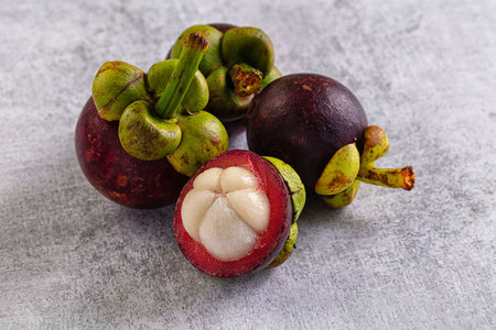 Juicy exotic sweet ripe mangosteen fruitの写真素材