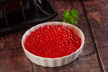 Salmon luxury red caviar in the bowlの写真素材