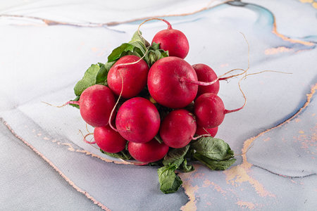 Raw fresh ripe radish root heapの写真素材