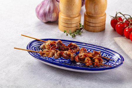 Yakitori - grilled chicken skin skewer snackの写真素材