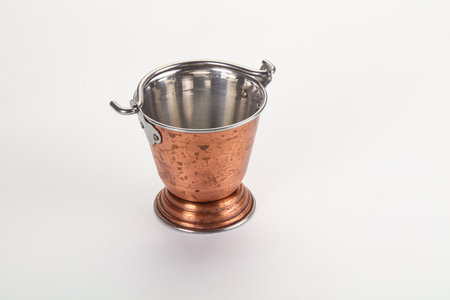 Indian traditional metallic empty clean bowl isolatedの写真素材