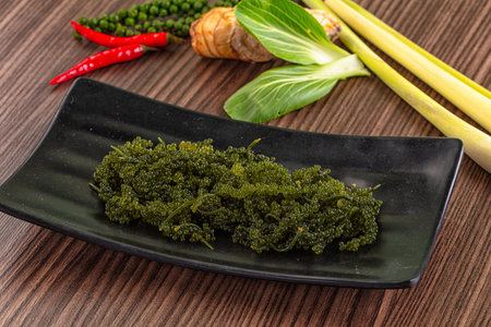 Vegan sea grapes green caviar seaweedの写真素材