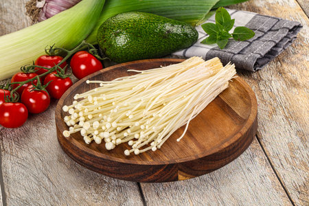 Raw fresh enoki mushroom for cooking